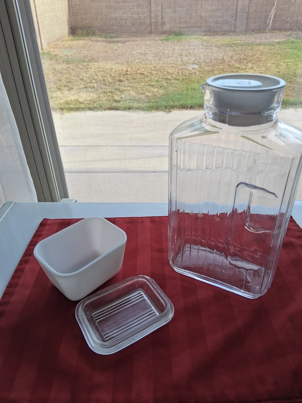 Clear Glass Storage Jar with White Lid - Home Kitchen